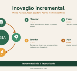 Infográfico Inovação incremental: planejar, fazer, estudar e agir